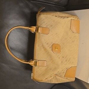 Pierre Cardin Tan Logo-Pattern Satchel